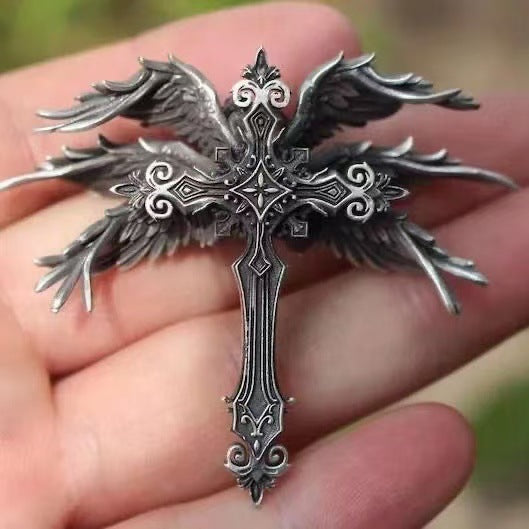 Wholesale Vintage Dark Seraph Wings Cross Sweater Chain